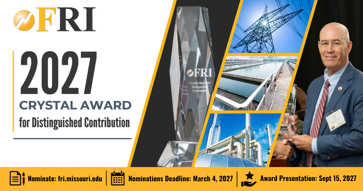 FRI 2027 Crystal Award banner with nomination details (fri.missouri.edu; deadline March 4, 2027).