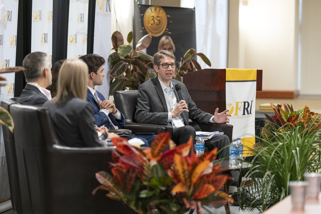 Tyler Huebner, Central Region Manager of Energy Market Development for Google, makes a point during the “Intercepting the New Reality” panel discussion